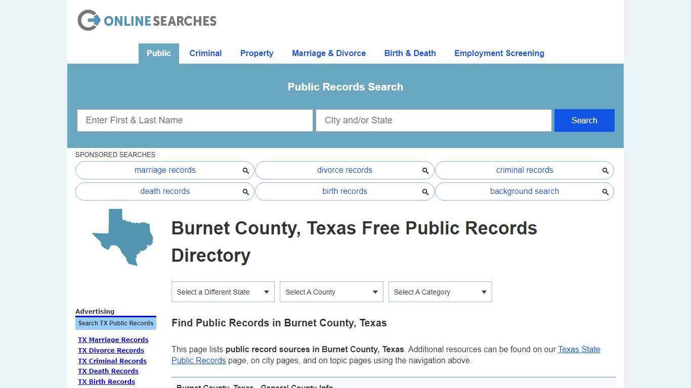 Burnet County, Texas Public Records Directory